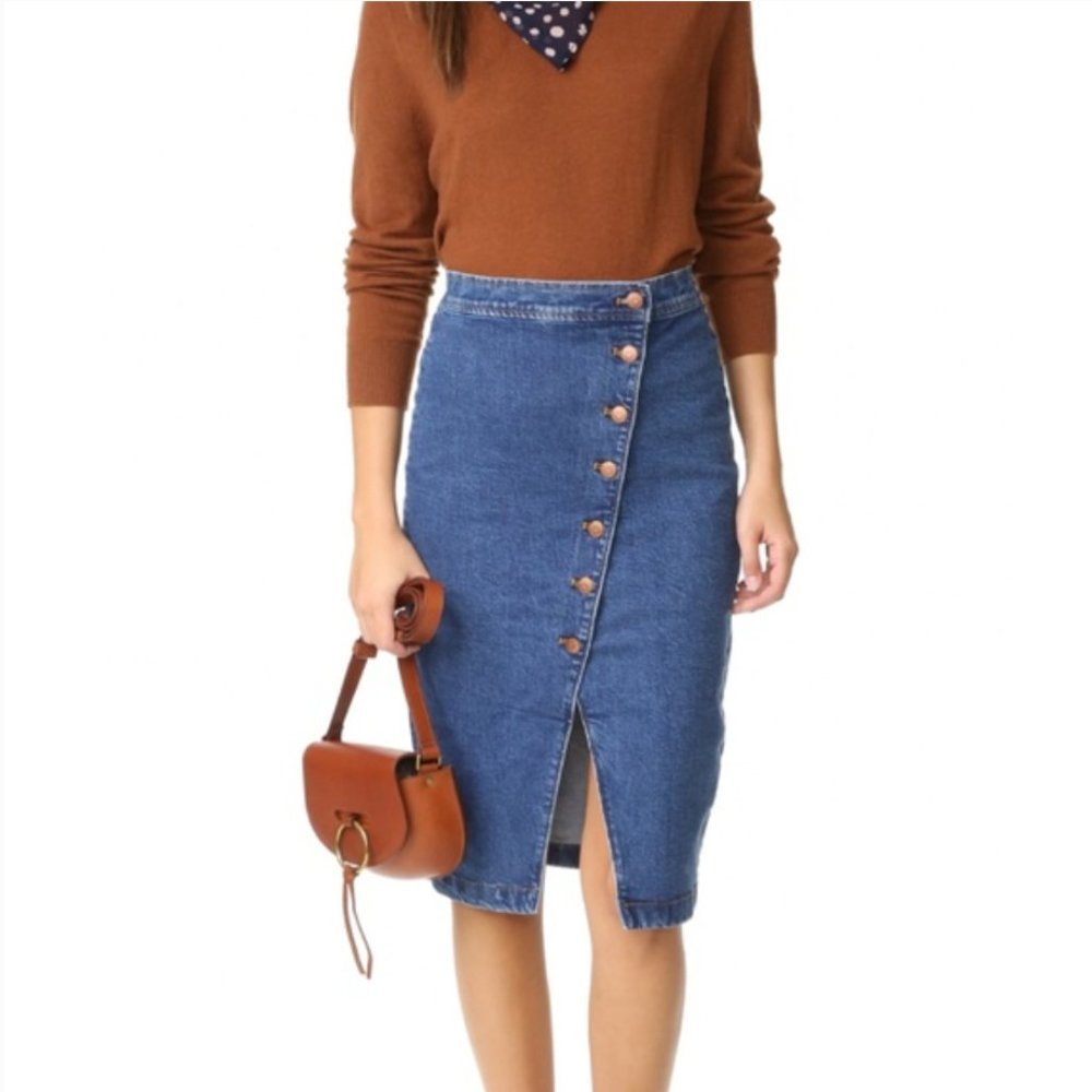 Madewell Knee-Length Asymmetrical Denim Skirt